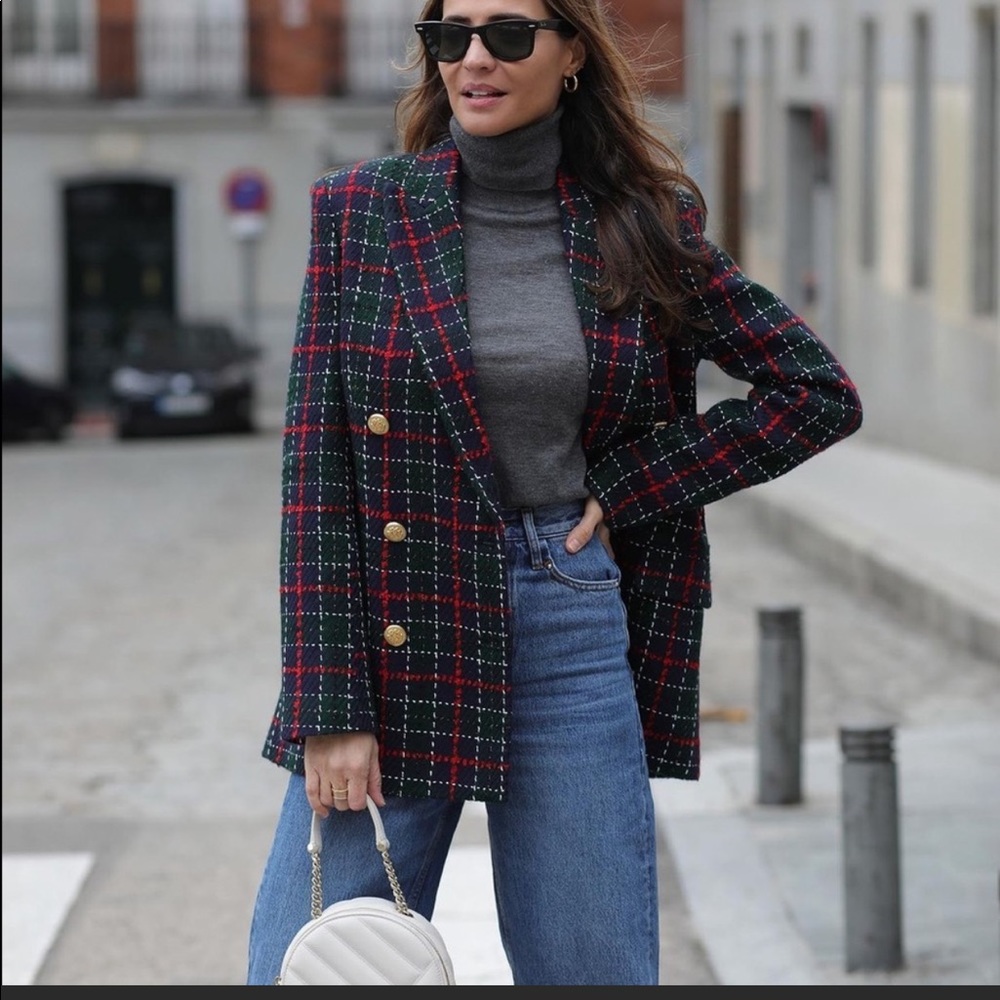 ZARA PLAID  BLAZER BLOGGER FAVOURITE NWT